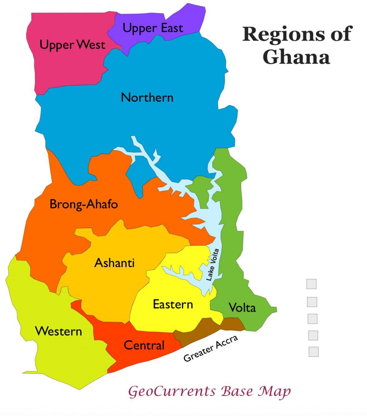 térkép ghána mutatja régiók